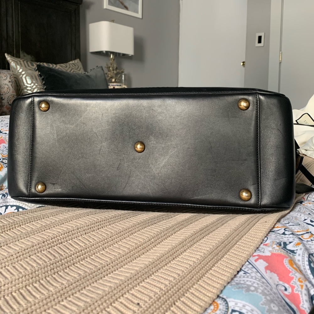 Gucci black leather Rajah tiger top handle tote overnight bag weekender - Picture 15 of 16